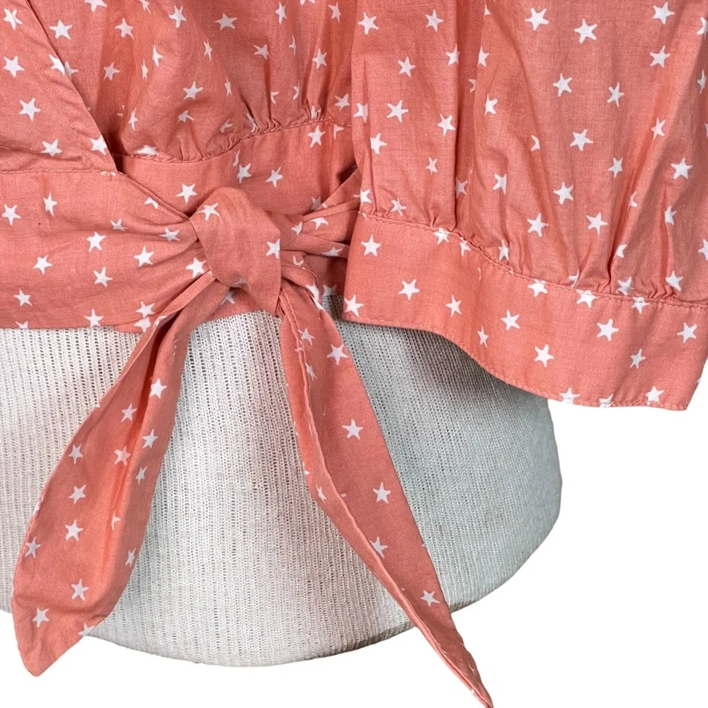 Madewell Wrap Blouse With Star Print & 3/4 Sleeves NWT SIZE XXS But Over…